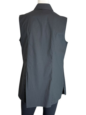 Pamella Roland Black Sleeveless Button-Front Blouse - Large