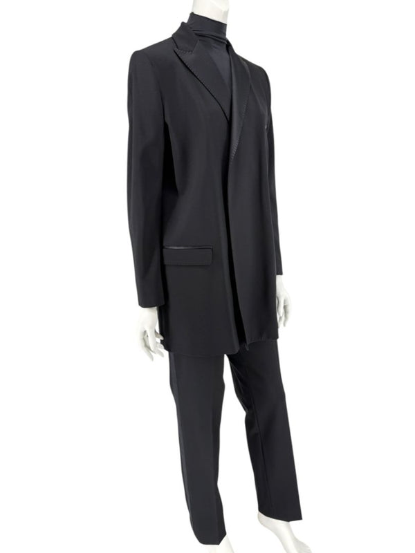 Dolce & Gabbana Black Wool-Silk Blend Tuxedo Blazer & Pants Set – Size IT 44 (US 8)
