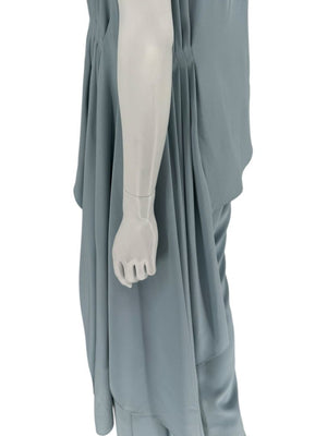 Pamella Roland Blue Draped Tunic & Pants Set Women’s Evening Formal 2 Piece – Size L