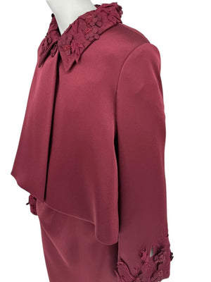 Pamella Roland Burgundy Embellished 2-Piece Set – Large