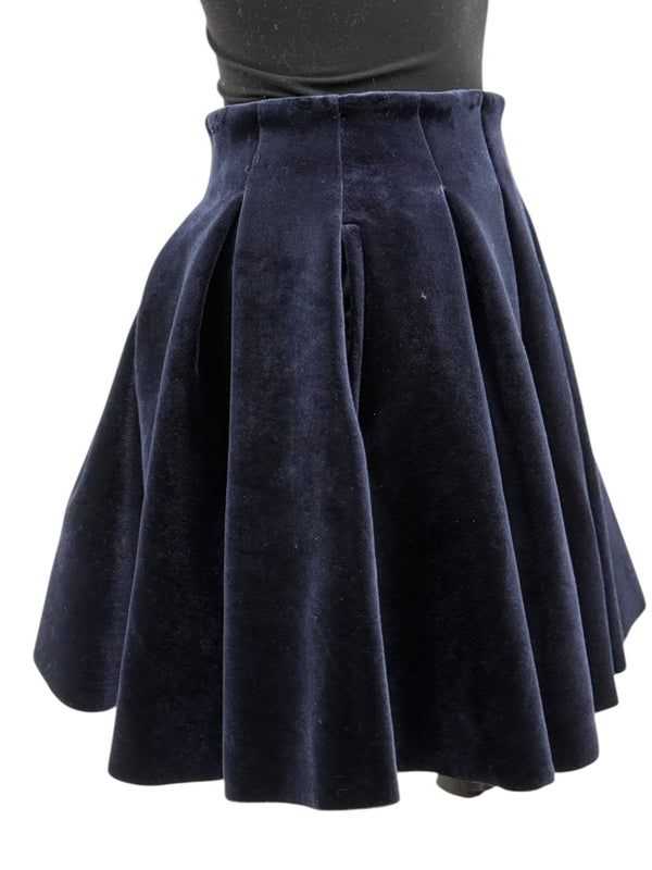 Maje Navy Blue Velvet Pleated Skirt – Size 38