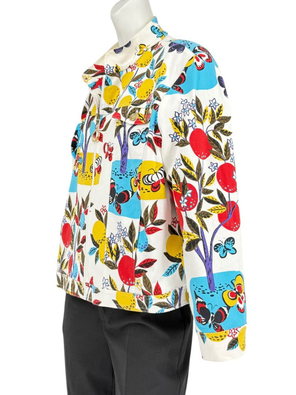St. John Sport by Marie Gray Fruit & Butterfly Print T-Shirt &amp; Denim-Style Jacket Set – Size XL