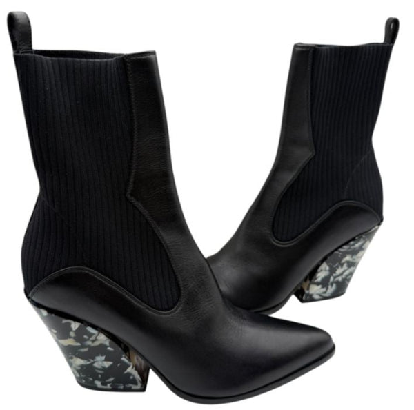 Jimmy Choo Western Style Tortoiseshell Effect Heel Booties - Size 37.5