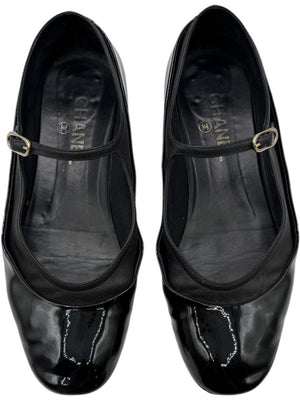 Chanel Patent Leather & Lambskin Mary Jane Ballet Flats – Size 41.5
