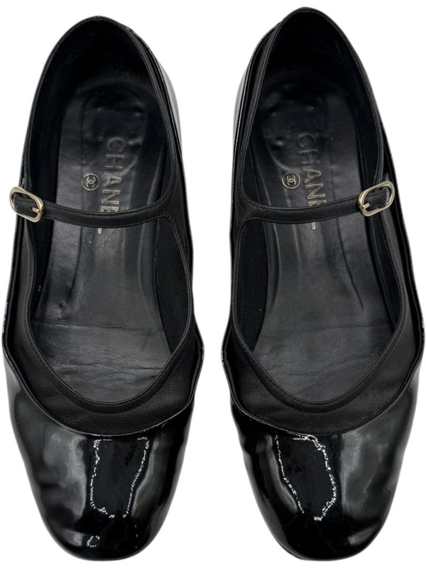 Chanel Patent Leather & Lambskin Mary Jane Ballet Flats – Size 41.5