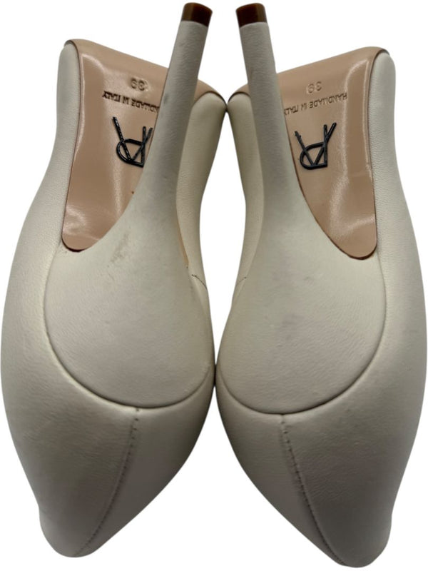 Paul Andrew Ivory Leather Scallop Pumps - Size 39
