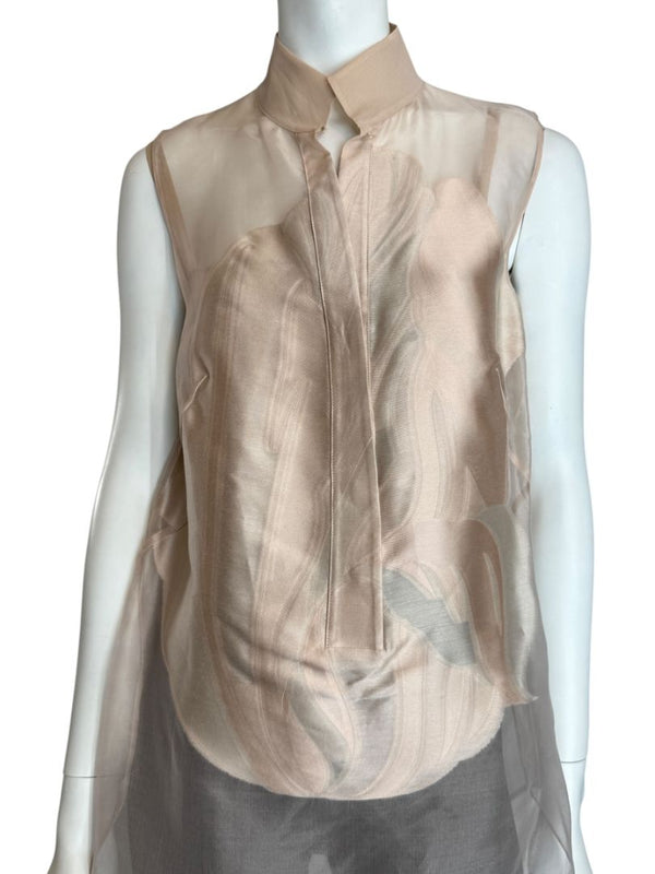 Akris Sheer Silk Organza Sleeveless Blouse – Size US 10 (FR 42 / DE 40)