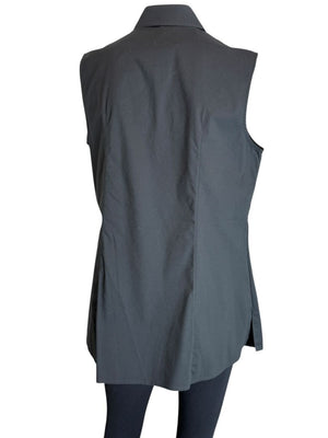 Pamella Roland Black Sleeveless Button-Front Blouse - Large