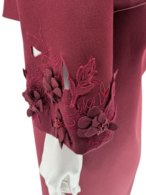 Pamella Roland Burgundy Embellished 2-Piece Set – Large