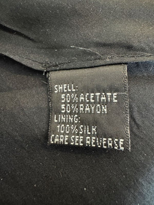 Carmen Marc Valvo Signature Black Acetate–Rayon Flared Midi Skirt – Size 10