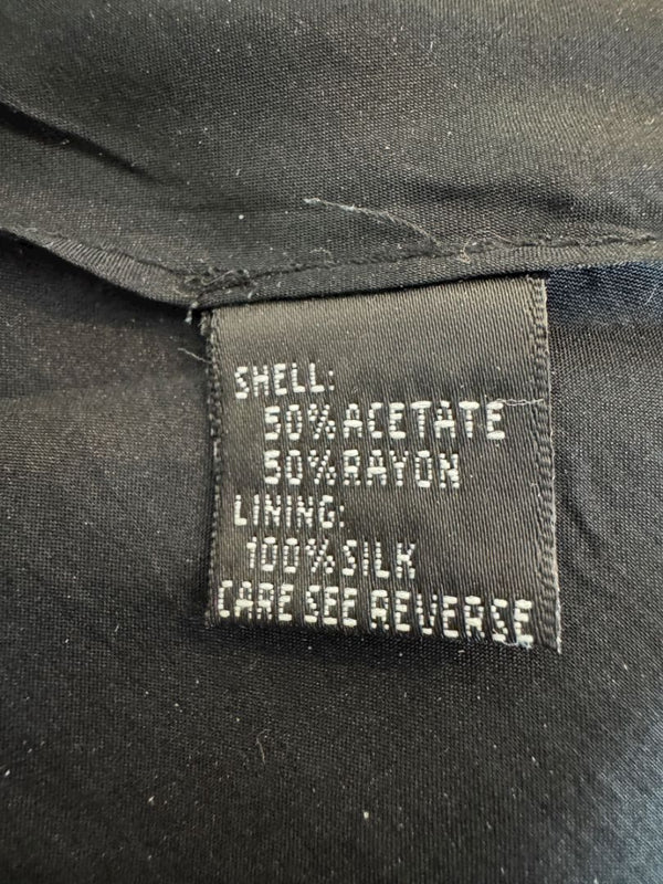 Carmen Marc Valvo Signature Black Acetate–Rayon Flared Midi Skirt – Size 10