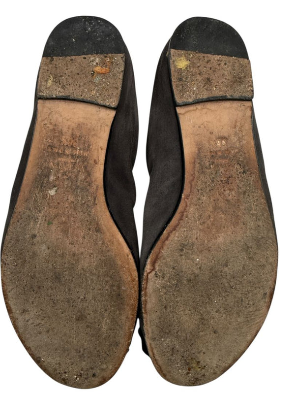 Valentino Garavani Gray Suede Rosette Ballet Flats – Size 36.5