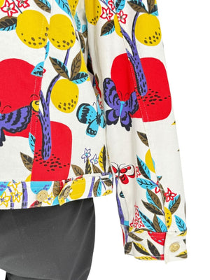 St. John Sport by Marie Gray Fruit & Butterfly Print T-Shirt &amp; Denim-Style Jacket Set – Size XL