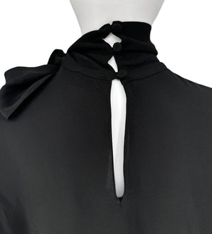 Valentino Embroidered Silk Crepe Blouse in Black – Size IT 42 (US 6)