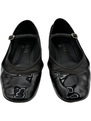 Chanel Patent Leather & Lambskin Mary Jane Ballet Flats – Size 41.5