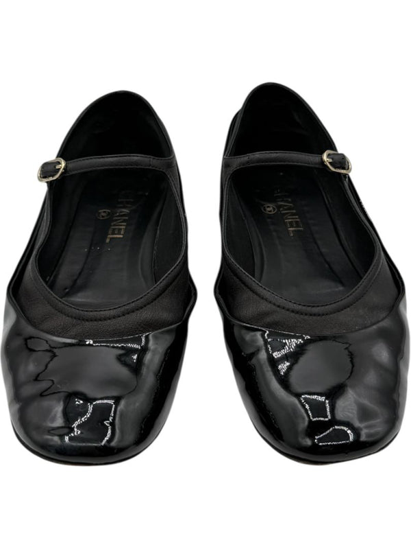 Chanel Patent Leather & Lambskin Mary Jane Ballet Flats – Size 41.5