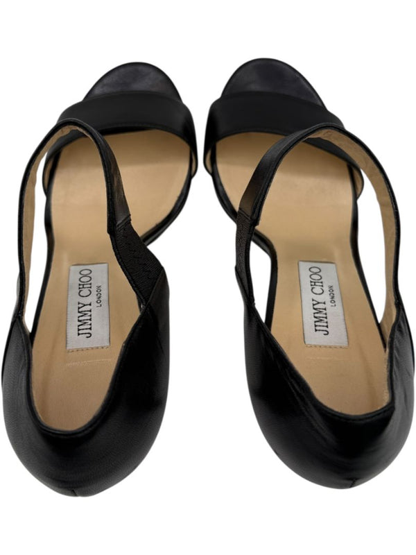 Jimmy Choo Black Leather High Heel Sandals - Size 39