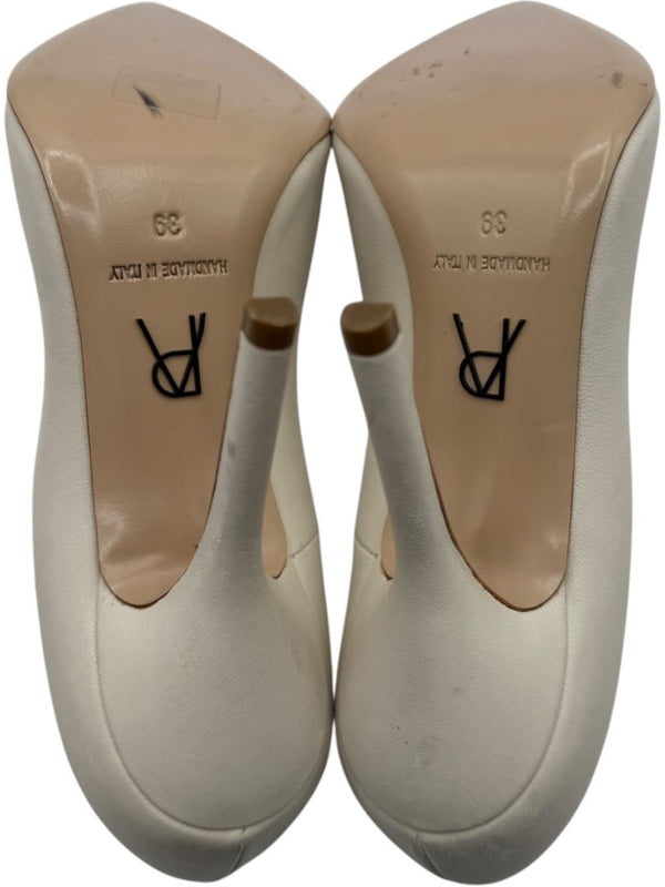 Paul Andrew Ivory Leather Scallop Pumps - Size 39