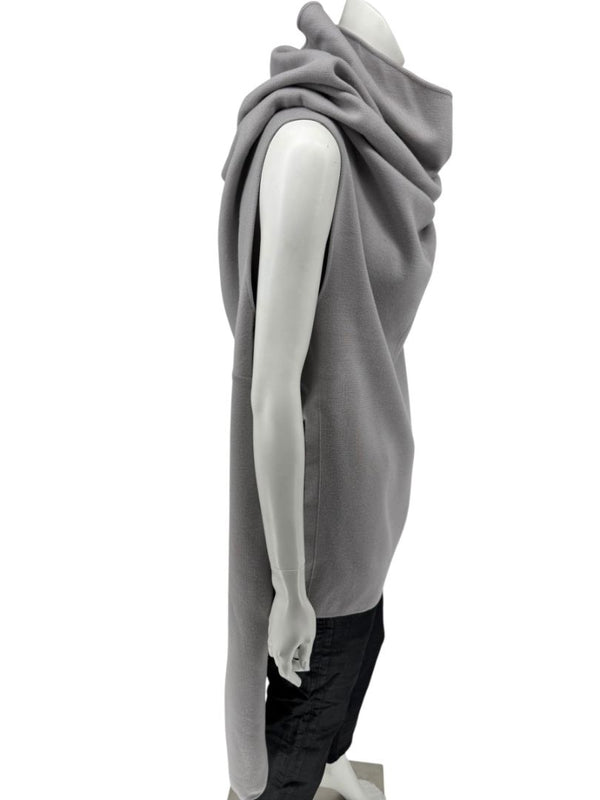 Rick Owens Pearl Grey Sleeveless Knit Funnel Tunic – Size L (IT 48 / US 8)