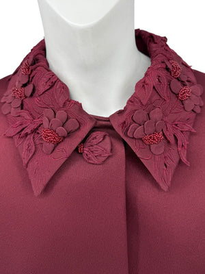 Pamella Roland Burgundy Embellished 2-Piece Set – Large