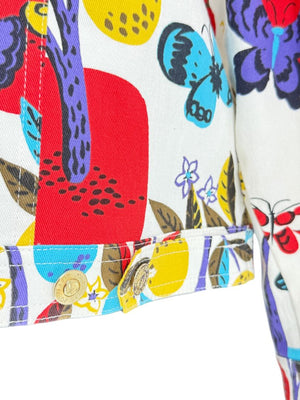 St. John Sport by Marie Gray Fruit & Butterfly Print T-Shirt &amp; Denim-Style Jacket Set – Size XL