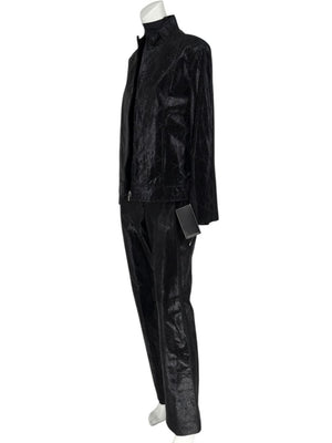 Adler Collection Black & Grey Faux Snake Embossed Leather Pantsuit – New with Tags