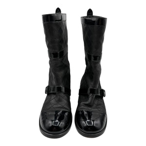 Chanel Quilted Calfskin & Patent Leather Mid-Calf Boots – Size 40 (EU)