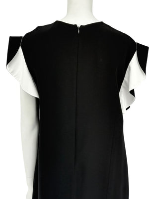 Givenchy Black & White Ruffle Sleeve Shift Dress - Size FR 40