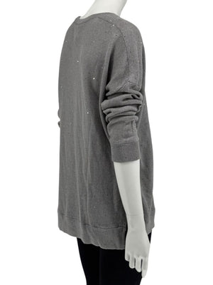 Brunello Cucinelli Grey Linen & Silk Sequin Sweater – Size L