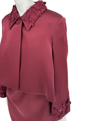 Pamella Roland Burgundy Embellished 2-Piece Set – Large