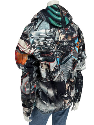 Christopher Kane Men’s Engine Print Cotton Zip Hoodie – Size L