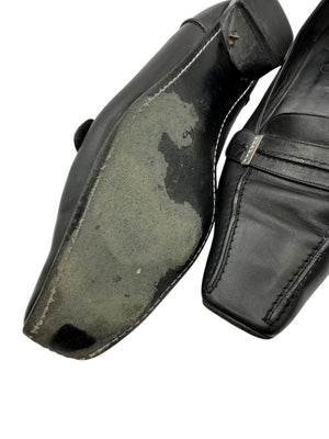 Chanel Black Leather Square-Toe Loafers – Size 41