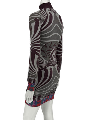 Custo Barcelona High-Neck Printed Long-Sleeve Mini Dress – Size Small