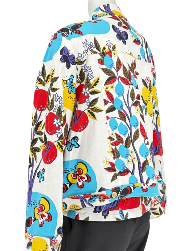 St. John Sport by Marie Gray Fruit & Butterfly Print T-Shirt &amp; Denim-Style Jacket Set – Size XL