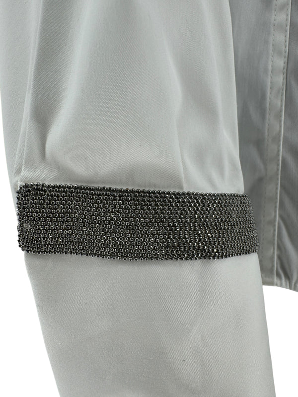 Brunello Cucinelli White Cotton Shirt with Monili Trim – Size L