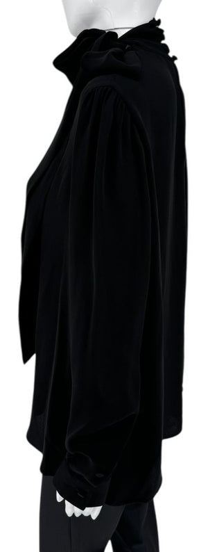 Valentino Embroidered Silk Crepe Blouse in Black – Size IT 42 (US 6)