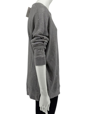 Brunello Cucinelli Grey Linen & Silk Sequin Sweater – Size L