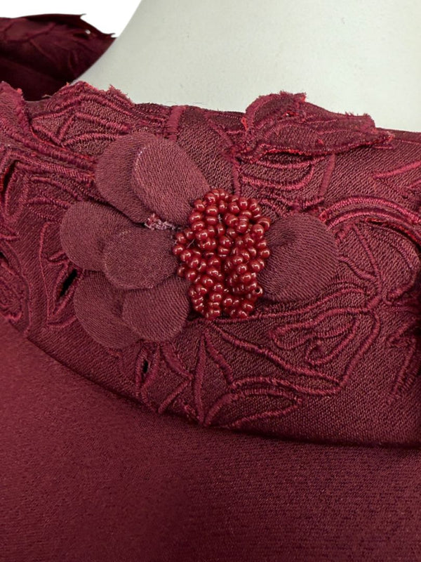 Pamella Roland Burgundy Embellished 2-Piece Set – Large