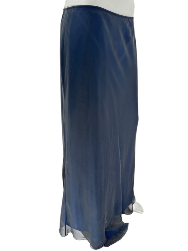 DKNY Navy Blue Sheer Overlay Maxi Skirt – Size 14