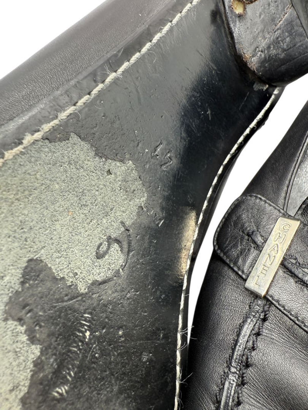 Chanel Black Leather Square-Toe Loafers – Size 41