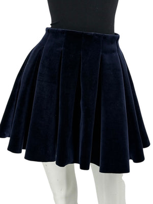 Maje Navy Blue Velvet Pleated Skirt – Size 38
