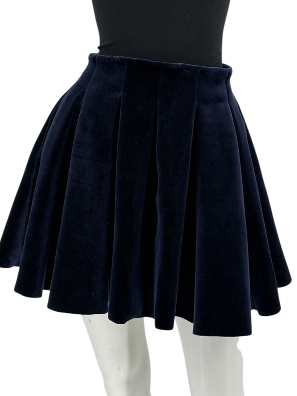 Maje Navy Blue Velvet Pleated Skirt – Size 38