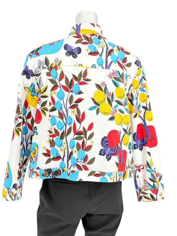 St. John Sport by Marie Gray Fruit & Butterfly Print T-Shirt &amp; Denim-Style Jacket Set – Size XL