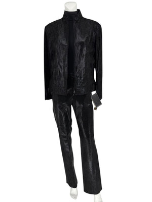 Adler Collection Black & Grey Faux Snake Embossed Leather Pantsuit – New with Tags