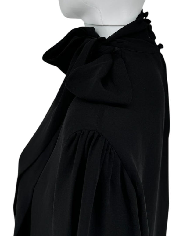 Valentino Embroidered Silk Crepe Blouse in Black – Size IT 42 (US 6)