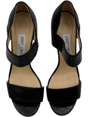 Jimmy Choo Black Leather High Heel Sandals - Size 39