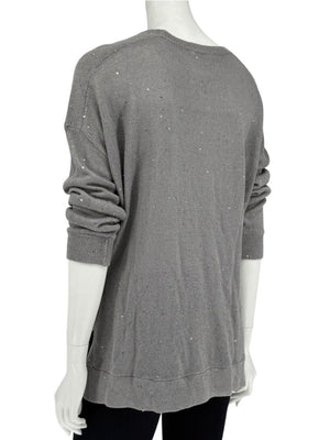 Brunello Cucinelli Grey Linen & Silk Sequin Sweater – Size L