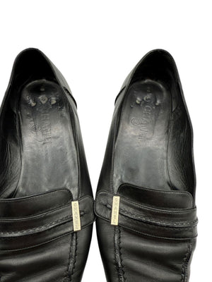 Chanel Black Leather Square-Toe Loafers – Size 41