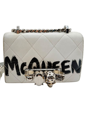 Alexander McQueen Women’s White Quilted Leather Graffiti Knuckle Mini Shoulder Bag