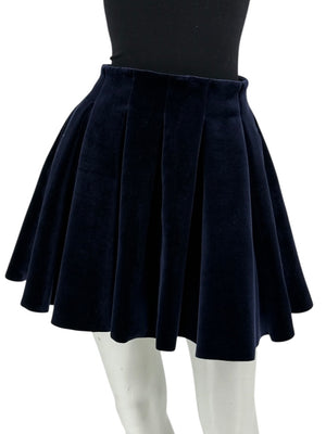 Maje Navy Blue Velvet Pleated Skirt – Size 38
